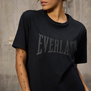 Everlast® EVERLAST Womens SS Oversized Iconic Logo Cotton Stretch Tee T-shirt Black